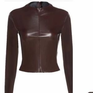 Faux leather top